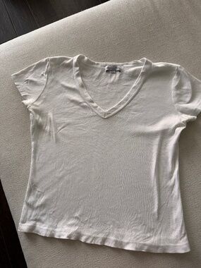 Michael Stars Ladies Fine Rib White 100% Cotton Tee